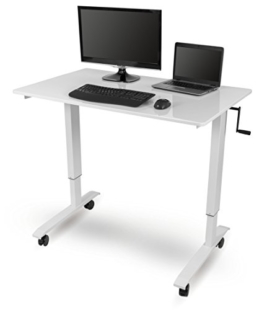 Stand Up Desk Store Höhenverstellbarer Schreibtisch (Rahmen weiß/Hochglanzdeckel weiß, Schreibtisch Länge: 120cm) - 1